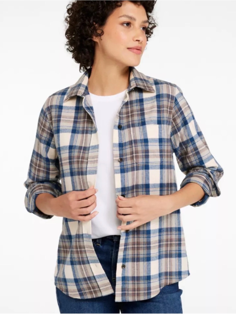 LL Bean Women's Scotch Plaid Flannel Shirt, Relaxed